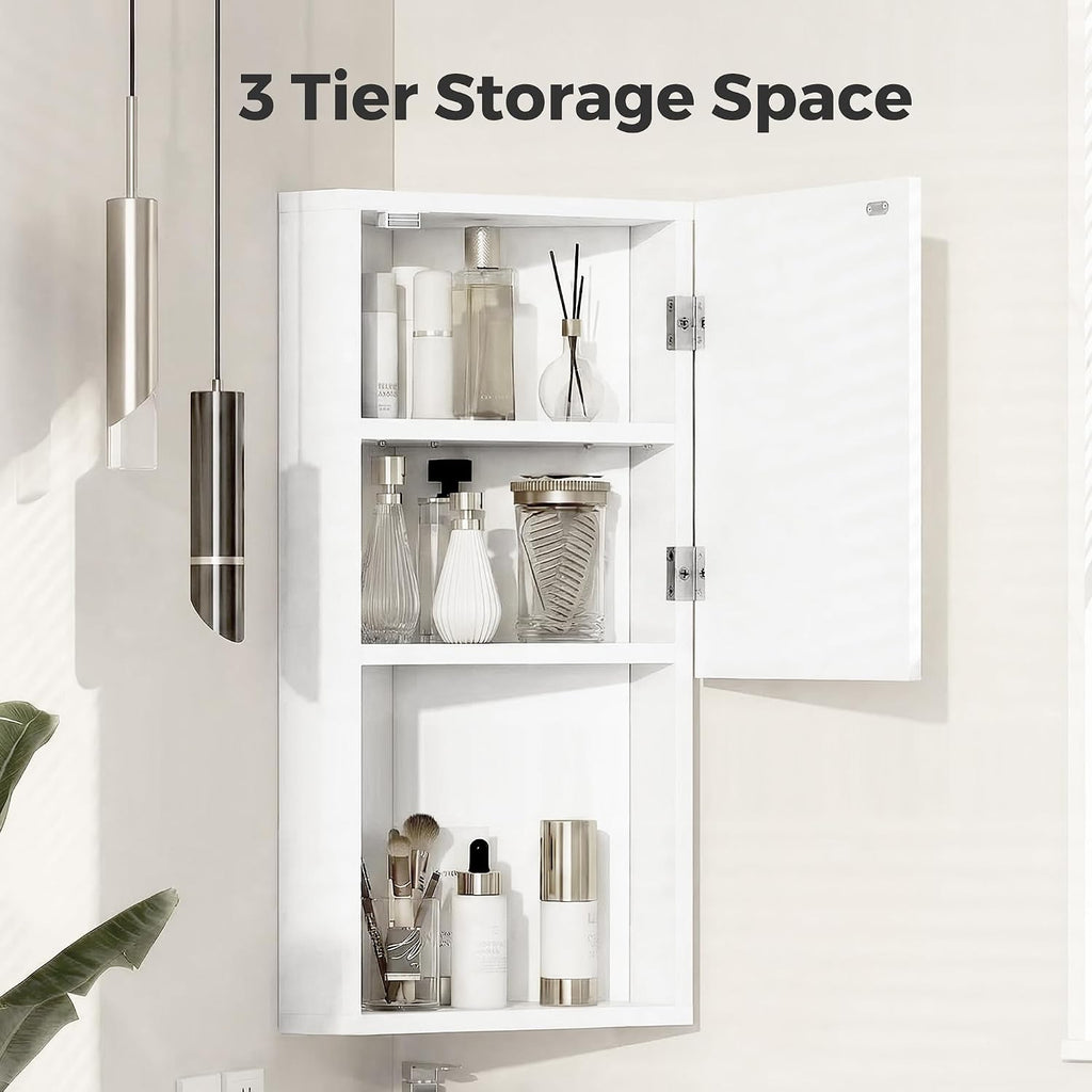 3 Shelves Corner Bathroom Mirror Cabinet,Wall Mounted Bathroom Cabinet