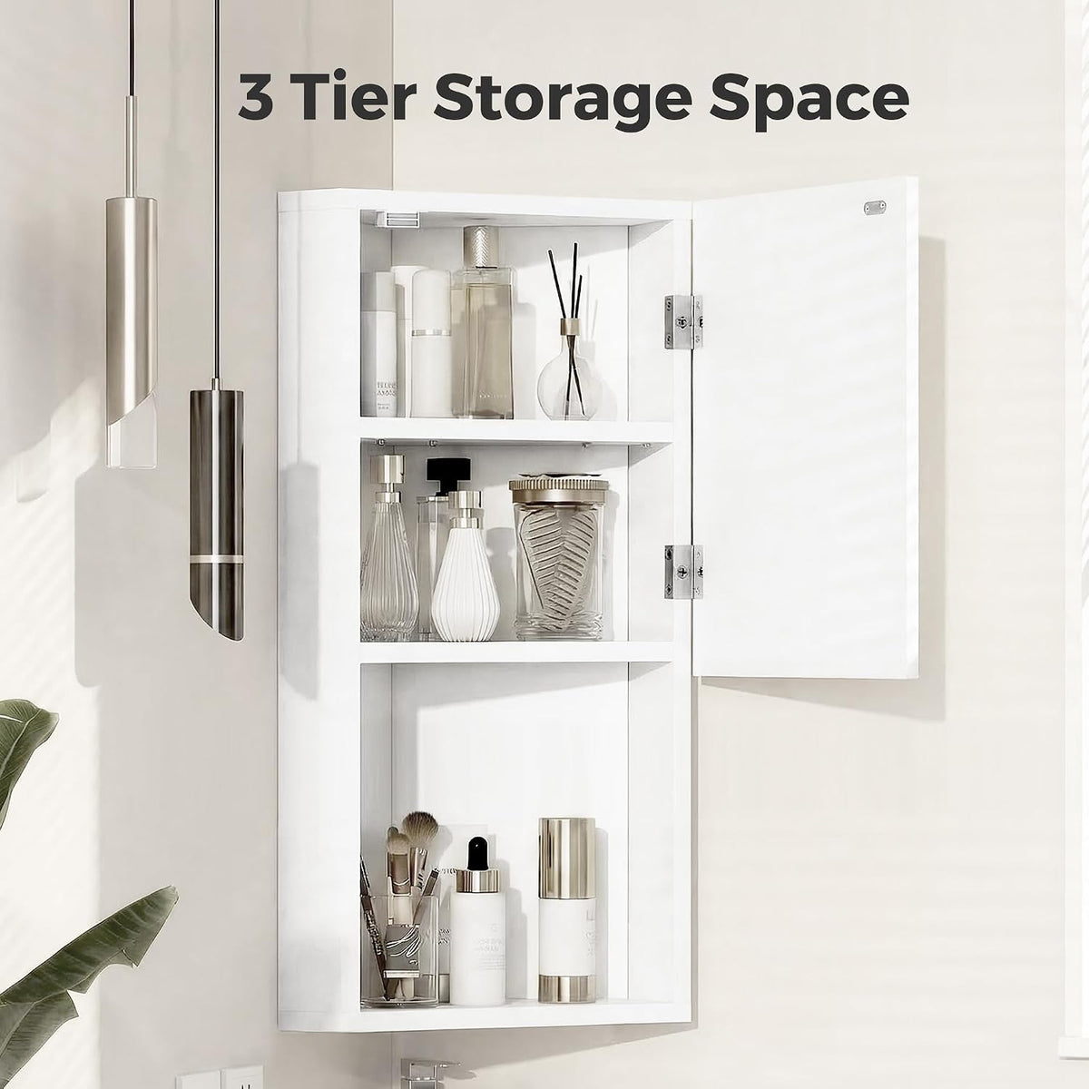 3 Shelves Corner Bathroom Mirror Cabinet,Wall Mounted Bathroom Cabinet