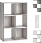 Signature Design by Ashley 6 Cube Storage Organizer Bookshelf, Whitewash | Engineered wood bookcase, Textured whitewash finish, Dual-orientation design, 20-minute assembly, Bedroom use, Paxberry