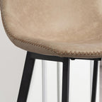 HOMCOM Bar Stools Set of 2 PU Leather Upholstery with Backrest Light Brown