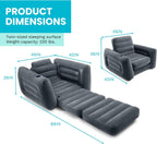 Intex 66551EP Inflatable Pull-Out Chair: Built-in Cupholder – Velvety Surface – 2-in-1 Valve – Folds Compactly – 80" x 91" x 26"