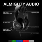 SteelSeries Arctis Nova 1 - Gaming Headset for PC, PS5, PS4, Xbox - Hi-Fi Drivers - 360° Spatial Audio - AirWeave Memory Foam Ear Cushions - Ultra Lightweight - Black