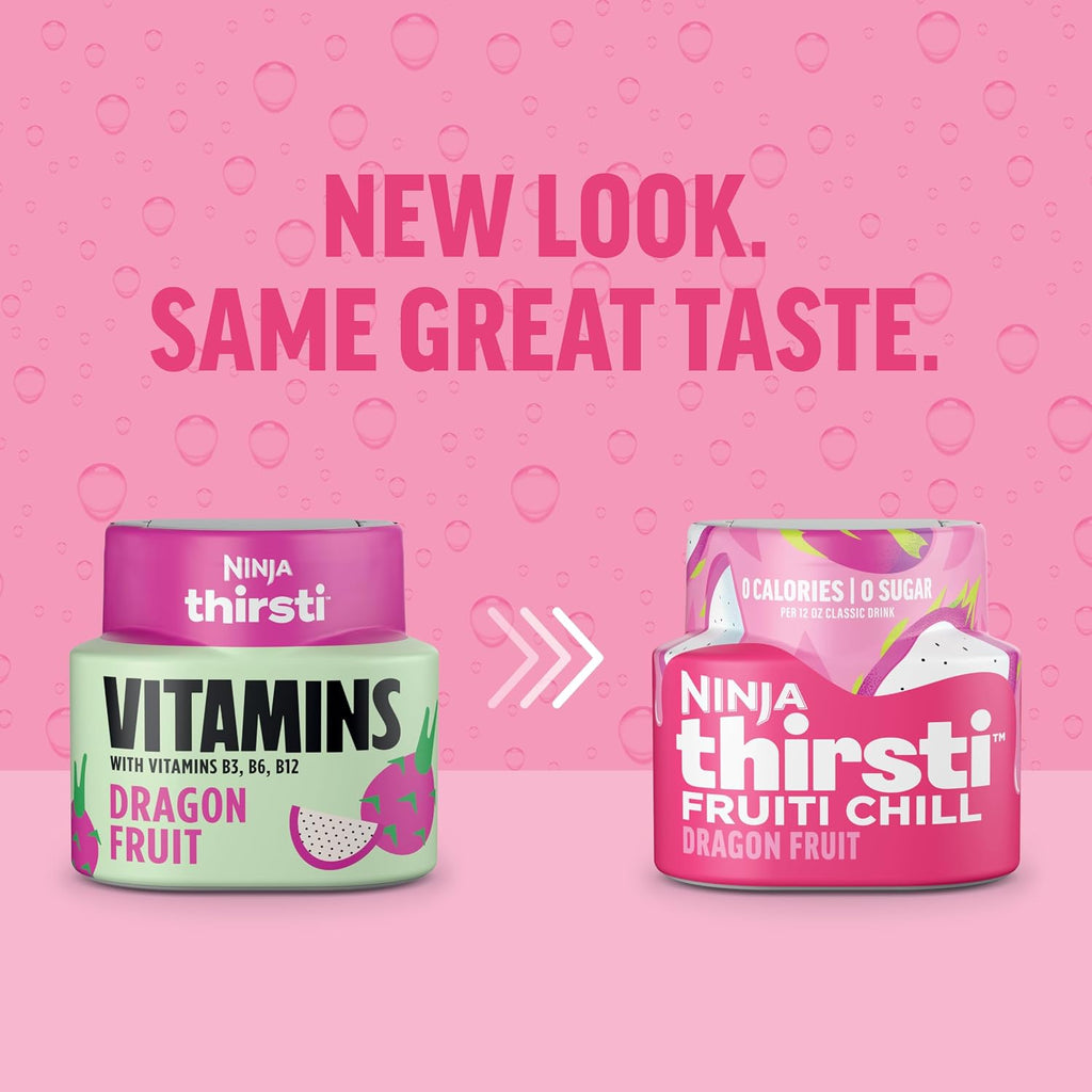 Ninja Thirsti Flavored Water Drops, Fruiti Chill Dragon Fruit, Zero Calorie | Zero Sugar, 12oz drinks, 3 Pack, Compatible with All Ninja Thirsti Drink Systems - WC1000, WC2000 & WC3000, WCFDGFTAM