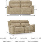 Signature Design by Ashley Power Reclining Sofa, Living Room Couch, Sand | Sand spill-resistant easy-to-clean water-resistant performance fabric, Power headrest, Zero-draw USB, Next-Gen Durapella