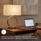 Signature Design by Ashley Table Lamp, 28 Inch, Gold, Rectangle Shade