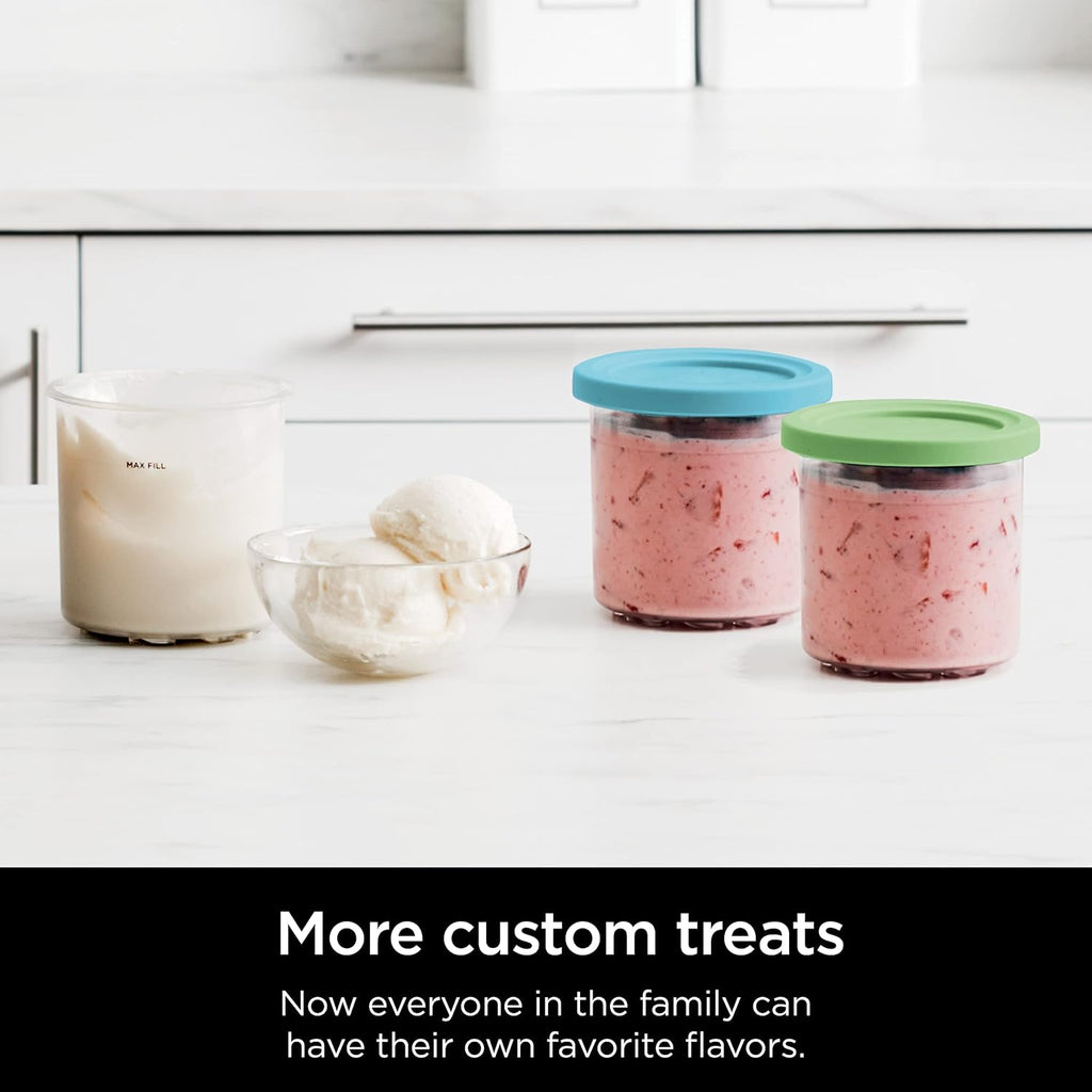 Ninja® CREAMi® Original Pints 2 Pack with Storage Lids, XSKPLID2CD | Original Ninja® CREAMi® 2 Pack Pints with Storage Lids in Lime and Aqua. Compatible with NC300 and NC350 Series.