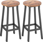 HOMCOM Bar Stools Tall Bar Chairs with Steel Frame Set of 2 Brown