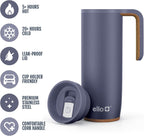 Ello Magnet 18oz Insulated Stainless Steel Travel Mug with Handle, Shadow