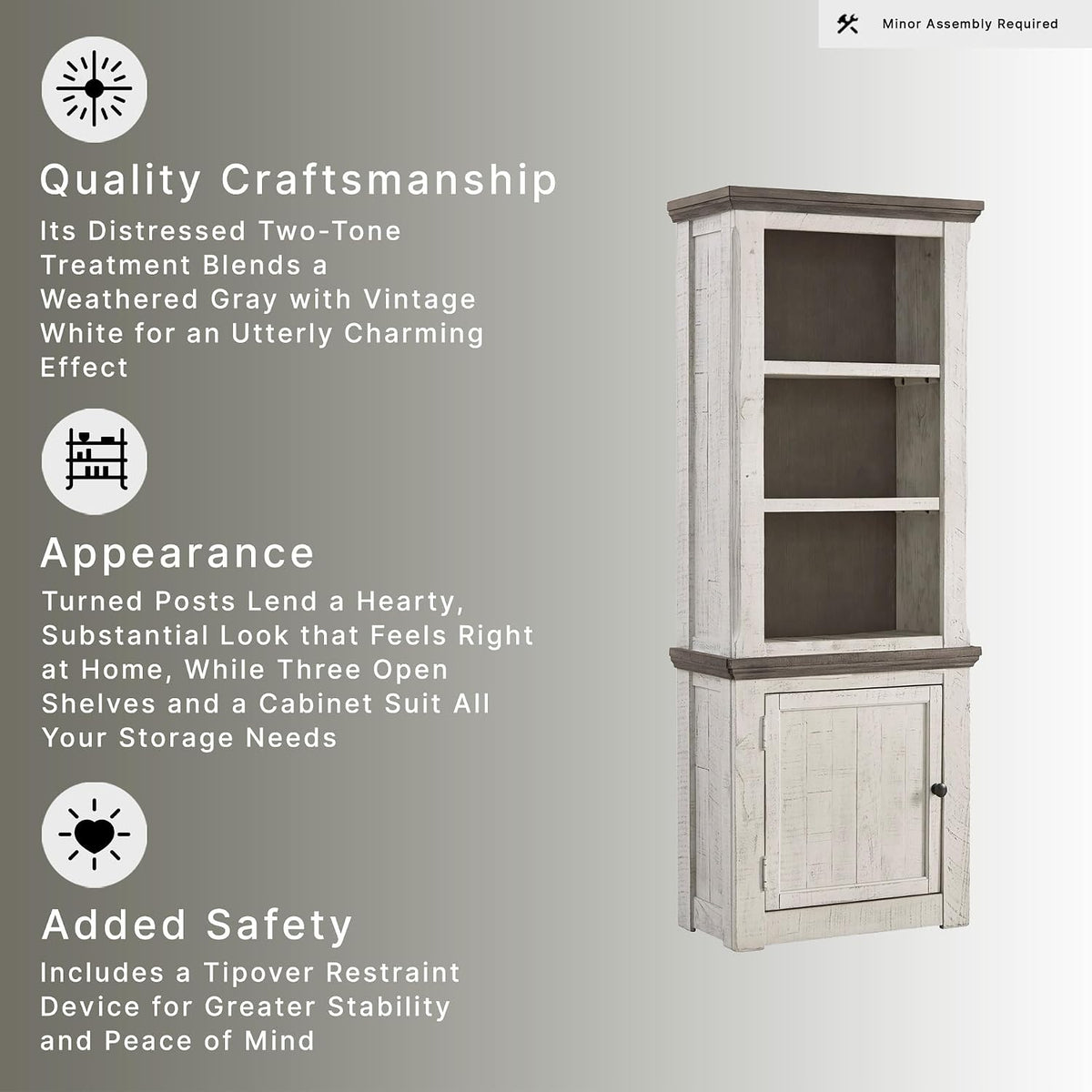 Signature Design by Ashley Havalance Left Pier Cabinet, Farmhouse Bookcase