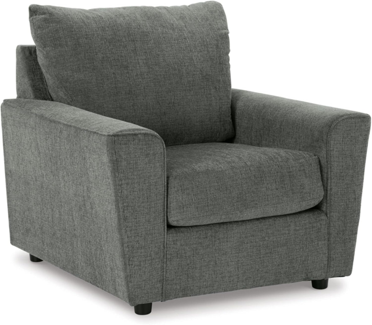 Signature Design by Ashley Stairatt Upholstered Accent Chair, Gravel Gray | 100% polyester fabric, Smooth platform foundation, 38 in width, Attached back and loose seat cushions, Flared arms