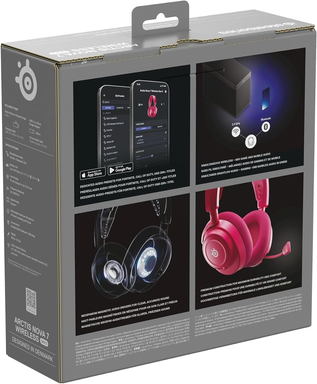 SteelSeries Arctis Nova 7 Wireless Gen 2 - Wireless Gaming Headset for PC - Compatible with PC, PS5, Switch & more - Mobile App Control - 50+ HR with Fast Charge - Mixable 2.4GHz/Bluetooth - Magenta