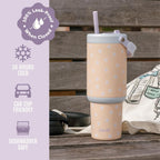 Ello Oasis Go+ 26oz Insulated Stainless Steel Tumbler with Straw, Daisies