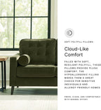 Signature Design by Ashley Loveseat, Olive Green Velvet, Reveon Lakes | Small loveseat for condo spaces, Olive green velvet upholstery, Anti-sag platform foundation, No assembly required