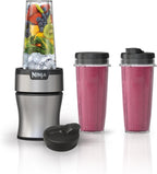 Ninja Nutri-Plus Personal Blender, 900PW, (3) 20oz Cups, Silver, BN301 | 900-peak-watt push-to-blend motor for smoothies & sauces. (3) 20-oz cups, 2 spout lids & storage lid. Dishwasher safe.