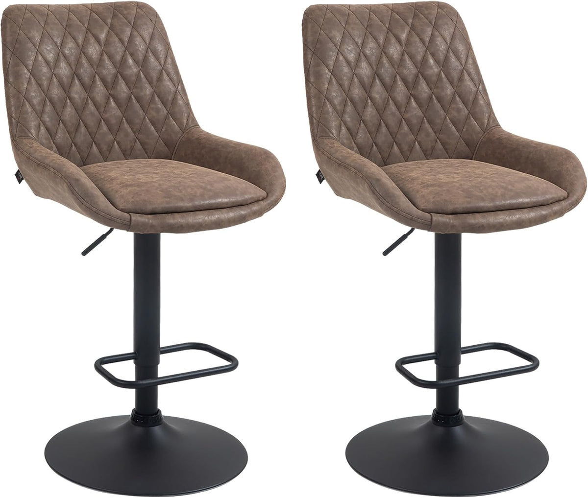 HOMCOM Breakfast Bar Stools Set of 2 Height Adjustable Swivel Coffee