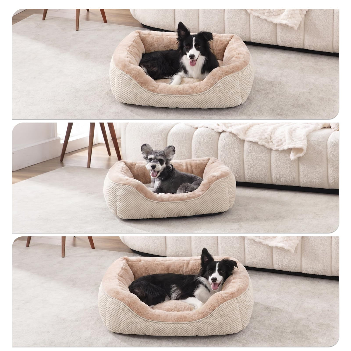 INVENHO Medium Dog Beds for Medium Dogs Washable, Rectangle Dog Bed Medium Size Dog, Orthopedic Dog Bed, Warming Soft Calming Sleeping Puppy Bed Durable Pet Bed with Anti-Slip Bottom M(30"x24"x9")