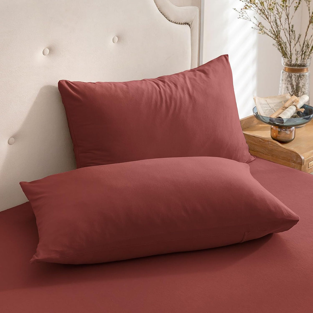 PURE ERA Jersey Knit Pillow Cases Solid Sage Green Standard