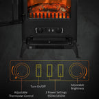 HOMCOM Freestanding Electric Fireplace Indoor Heater 1000/2000W in Black