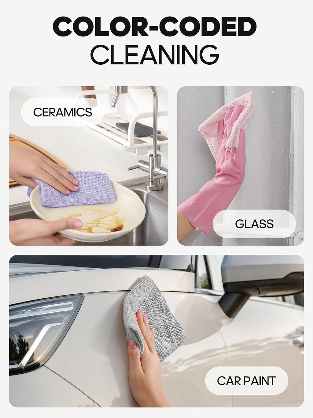 Fantasticlean Microfiber Cleaning Cloth Roll -75 Pack, 12" x 12" (Pink)