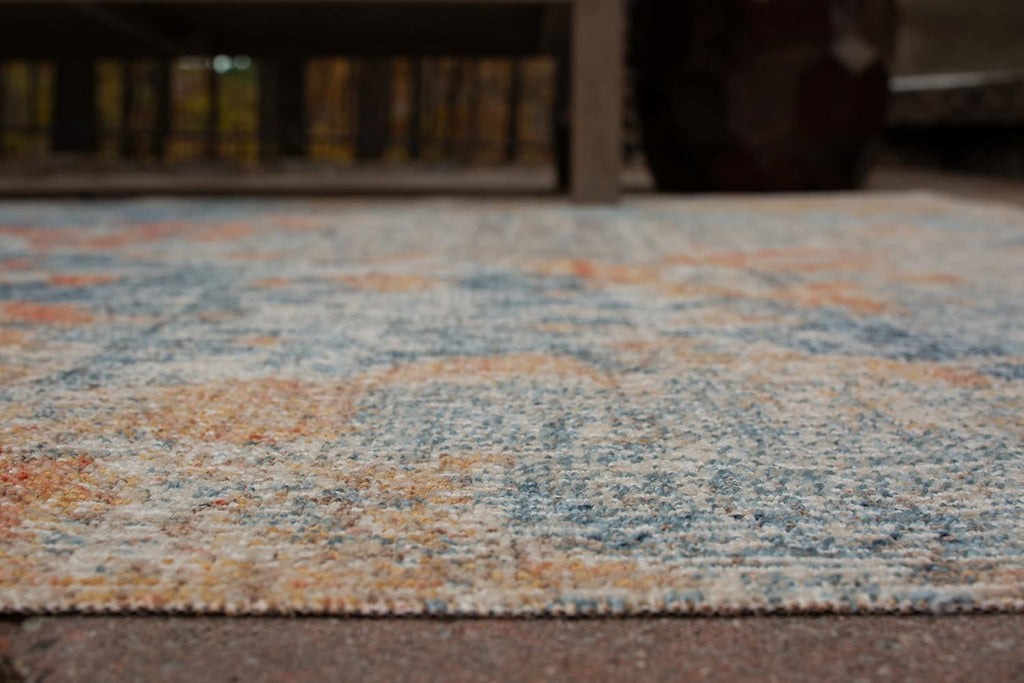 Signature Design by Ashley Wraylen 8 x 10 Low Pile Boho Abstract Rug, Orange & Blue