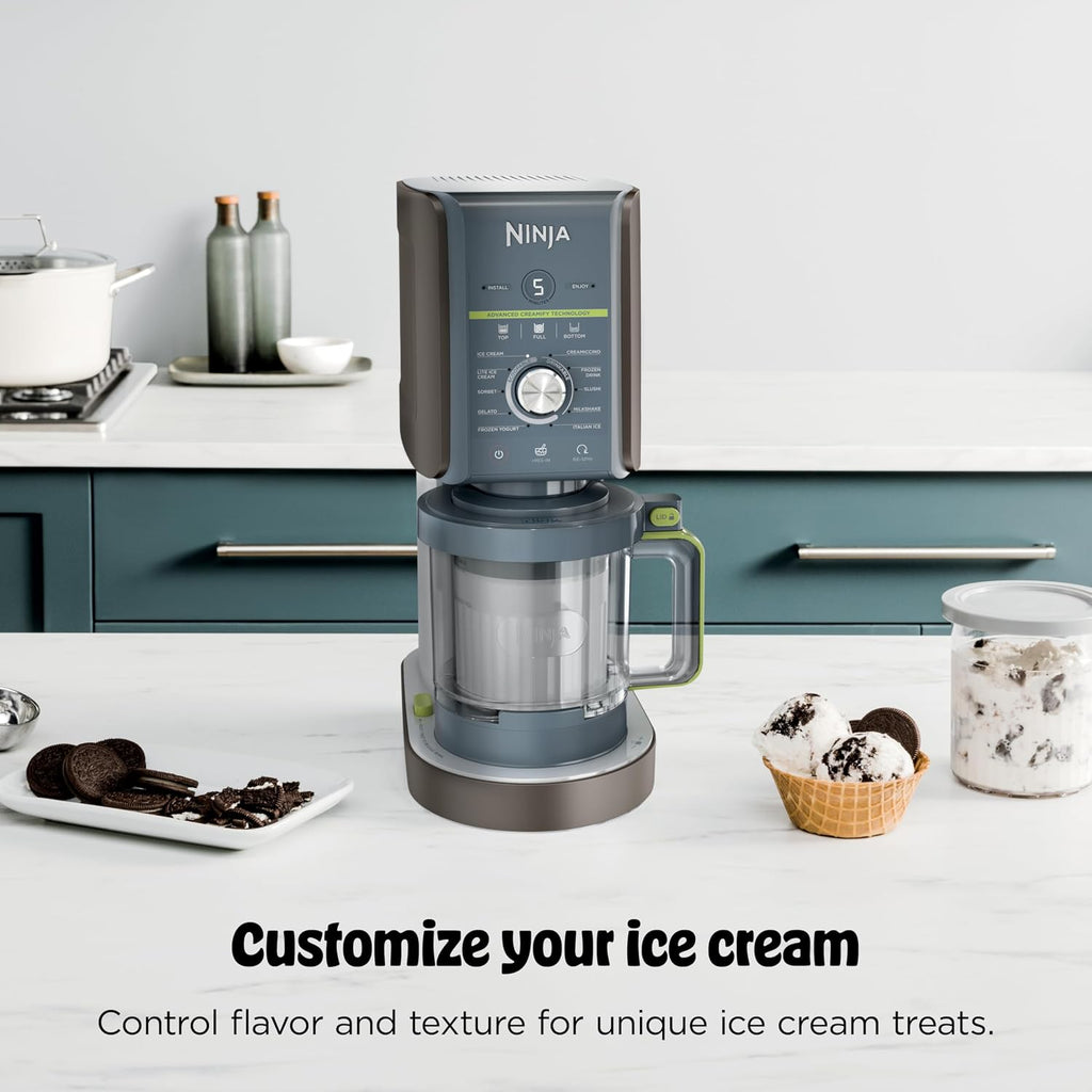Ninja CREAMi Deluxe Ice Cream Maker | 11-in-1 Create Frozen Desserts, Sorbet, Milkshakes, Yogurt & More | Includes 2 Dishwasher Safe XL 24 Oz. Tubs with storage lids | Blue | NC501ND