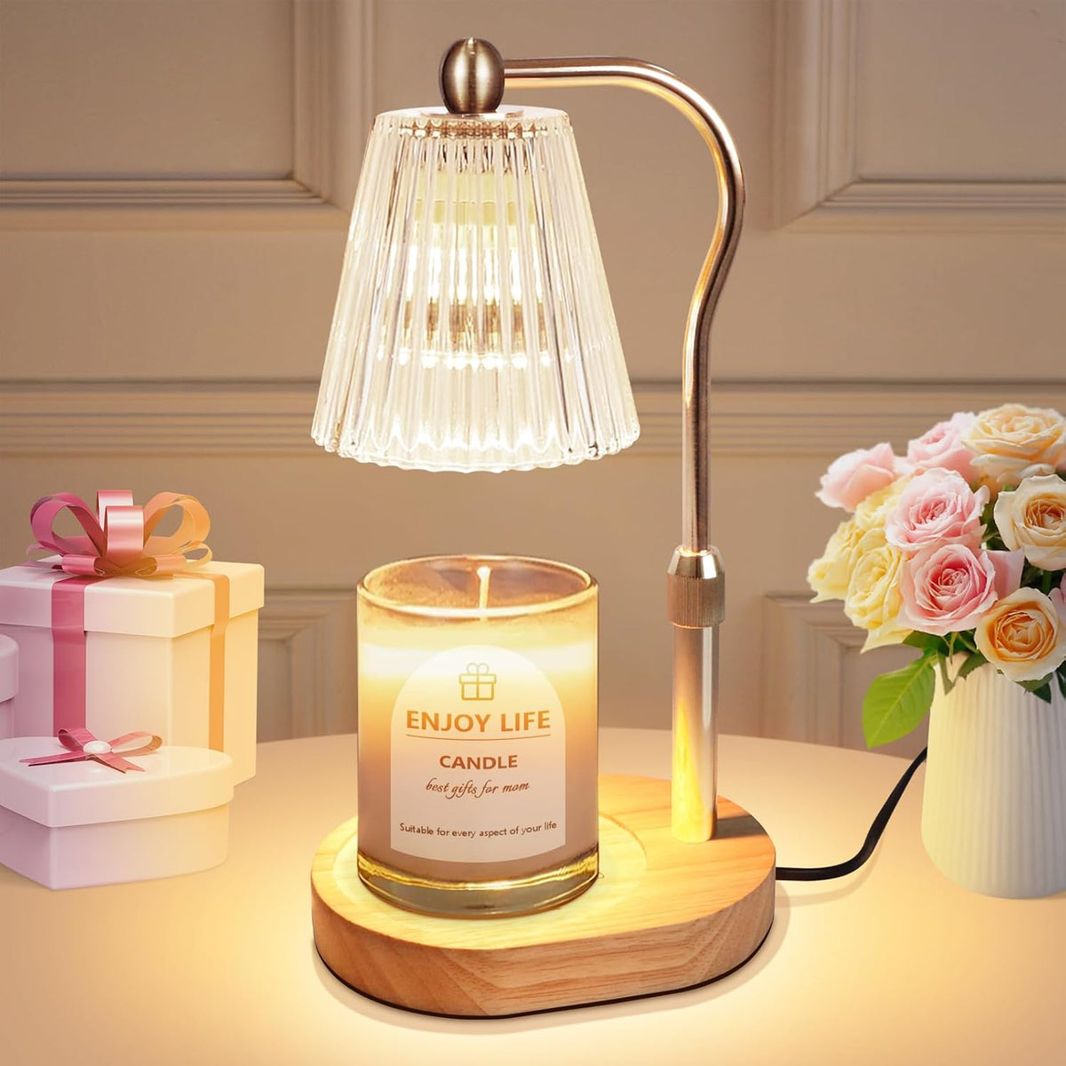 seenlast Candle Warmer Lamp with Timer Dimmer Adjustable Height for New Home Bedroom,Mothers Day Gifts,Vintage Home Decor for Scented Jar