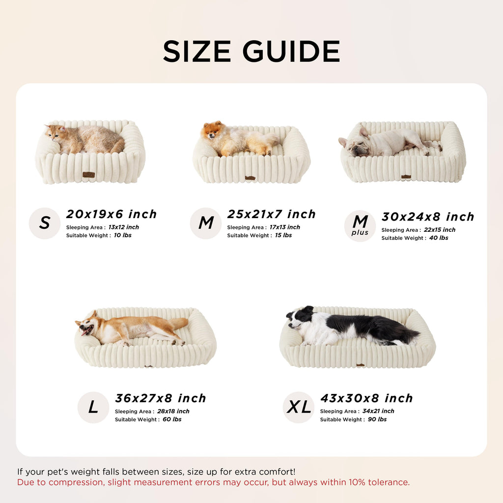 Bedsure ComfyFleece® Cute Dog Beds Large Sized Dog Washable，36in Cream