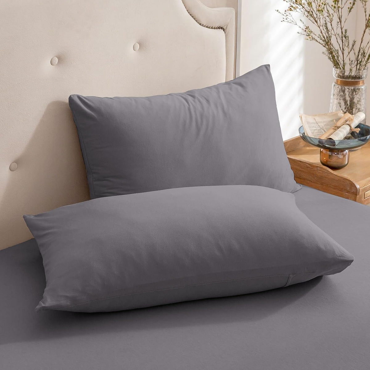 PURE ERA Jersey Knit Pillow Cases Solid Sage Green Standard
