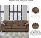 Signature Design by Ashley Caramel Faux Leather Sofa, No Assembly Required | Anti-sag platform deck, Caramel 98% polyester and 2% PU blend, Contemporary 3-seater design, Walker Point Series