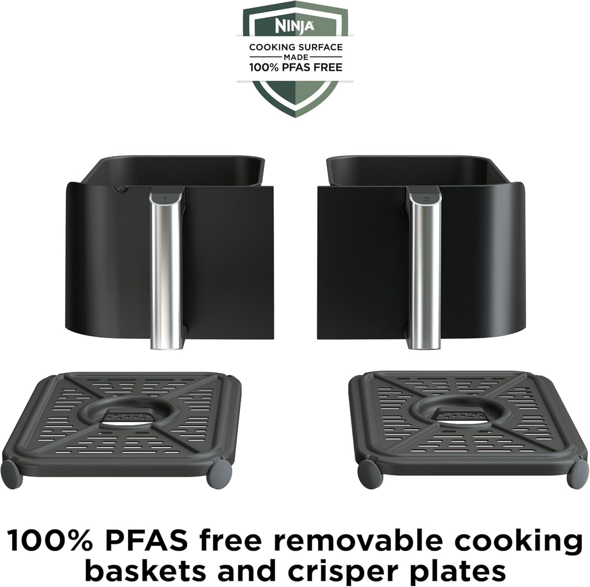 Ninja Foodi Air Fryer, 10 Qt DualZone, 6-in-1, Black, DZ302 | Air fry, broil, roast, keep warm, dehydrate, bake, 2x5 Qt baskets, Fits 8 lbs wings