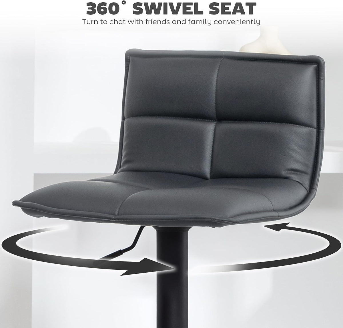 HOMCOM Bar Stools Set of 2 Modern Swivel Height Adjustable Chairs Dark Grey