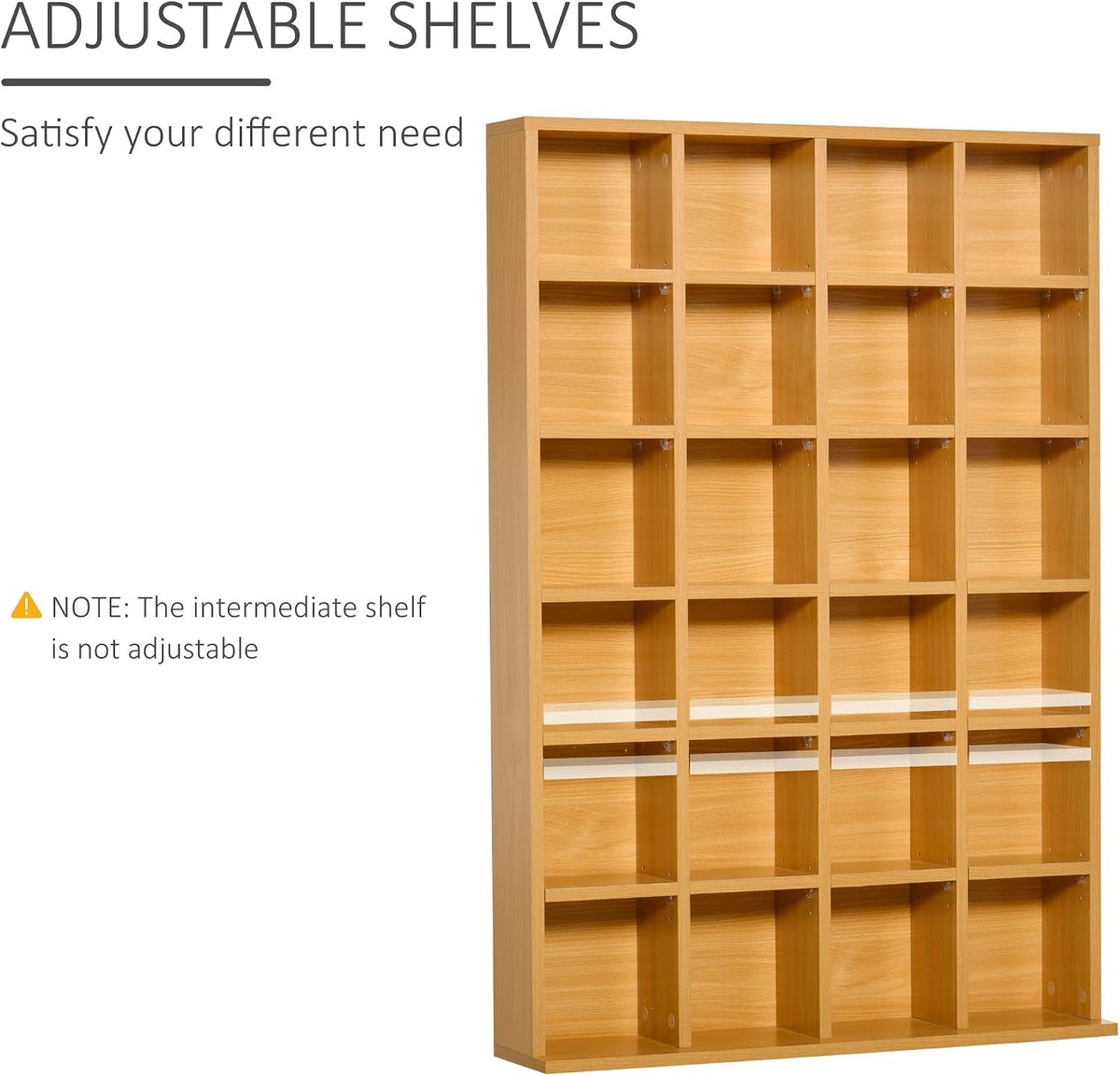 HOMCOM Tall 456 CD/ 336 DVD Storage Unit 89 x 130.5 cm Beech Wood Finish
