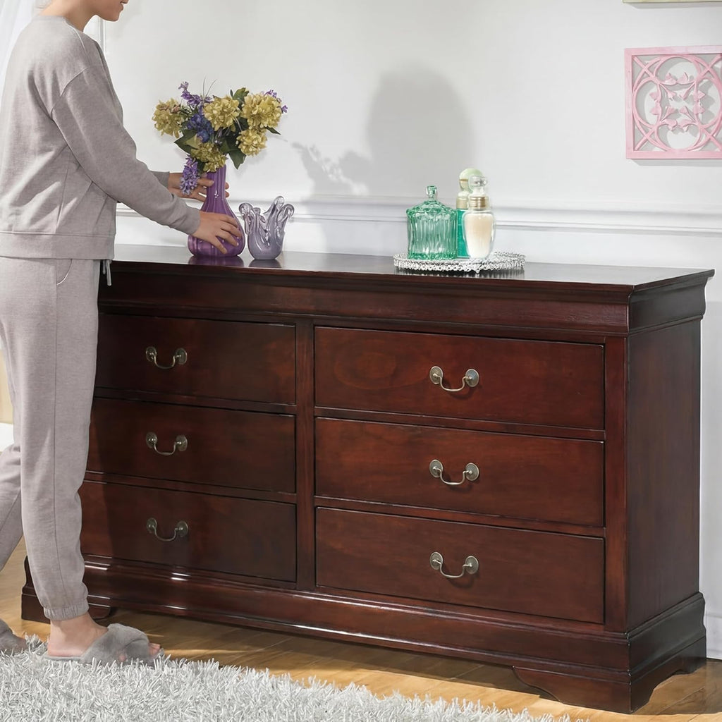 Signature Design by Ashley Alisdair 6 Drawer Bedroom Dresser, Dark Brown | Durable engineered wood, Classic Louis Philippe-style moulding, 6 spacious drawers for master bedroom storage