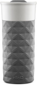 Ello Ogden Ceramic Travel Mug with Splash-Resistant Slider Lid and Protective Silicone Boot, Perfect for Coffee or Tea, BPA Free, Dishwasher Safe, Gray, 16 oz, 758-0438-040