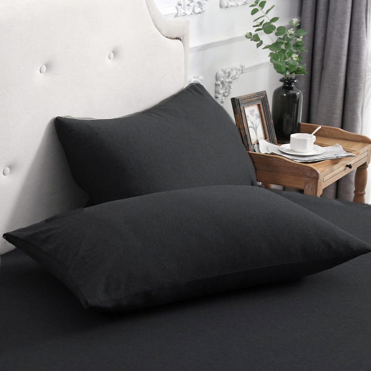 PURE ERA Jersey Knit Pillow Cases Solid Sage Green Standard