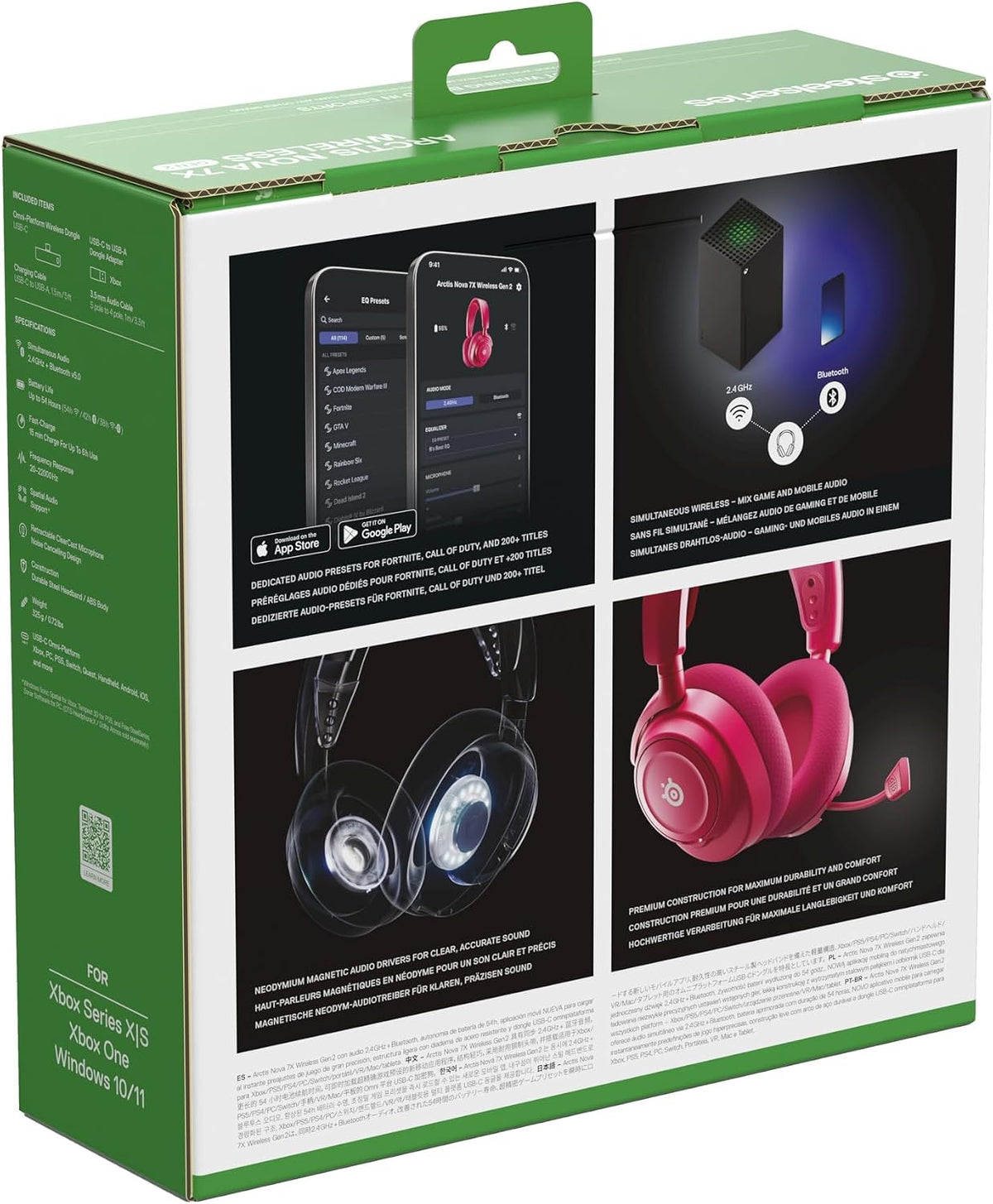 SteelSeries Arctis Nova 7X Wireless Gen 2 - Xbox Headset - Gaming Headset - Mobile App Control - 50+ HR with Fast Charge - Compatible with Xbox PC, Switch & More - Mixable 2.4GHz/Bluetooth - Magenta