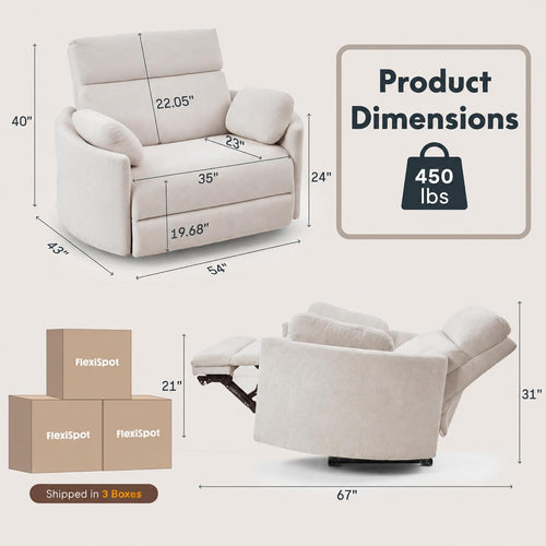 Tivra™ Mochi Oversized Power Recliner - 54" Luxury Lounging Chair