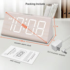 DreamSky Wooden Digital Alarm Clock for Bedrooms with Large Numbers