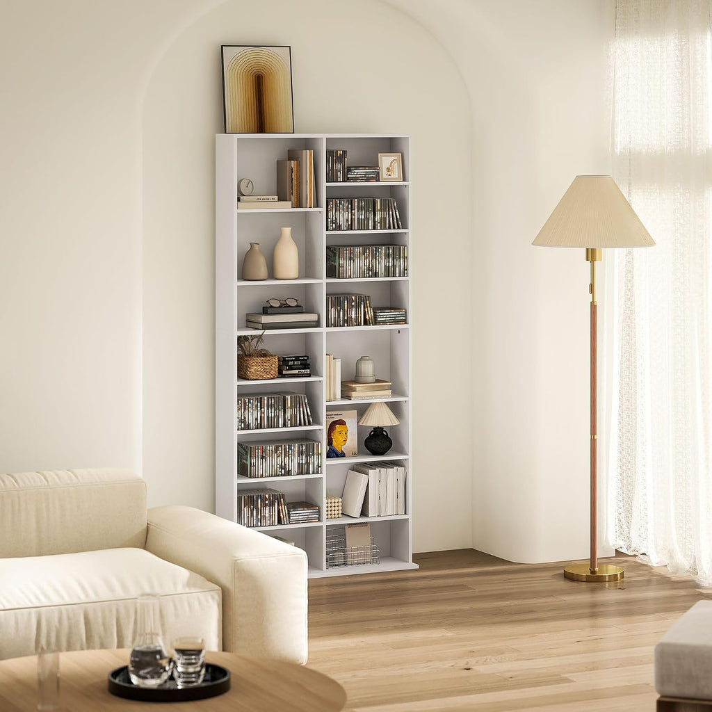 HOMCOM 640 CD/360 DVD Storage Unit with 18 Compartments, White