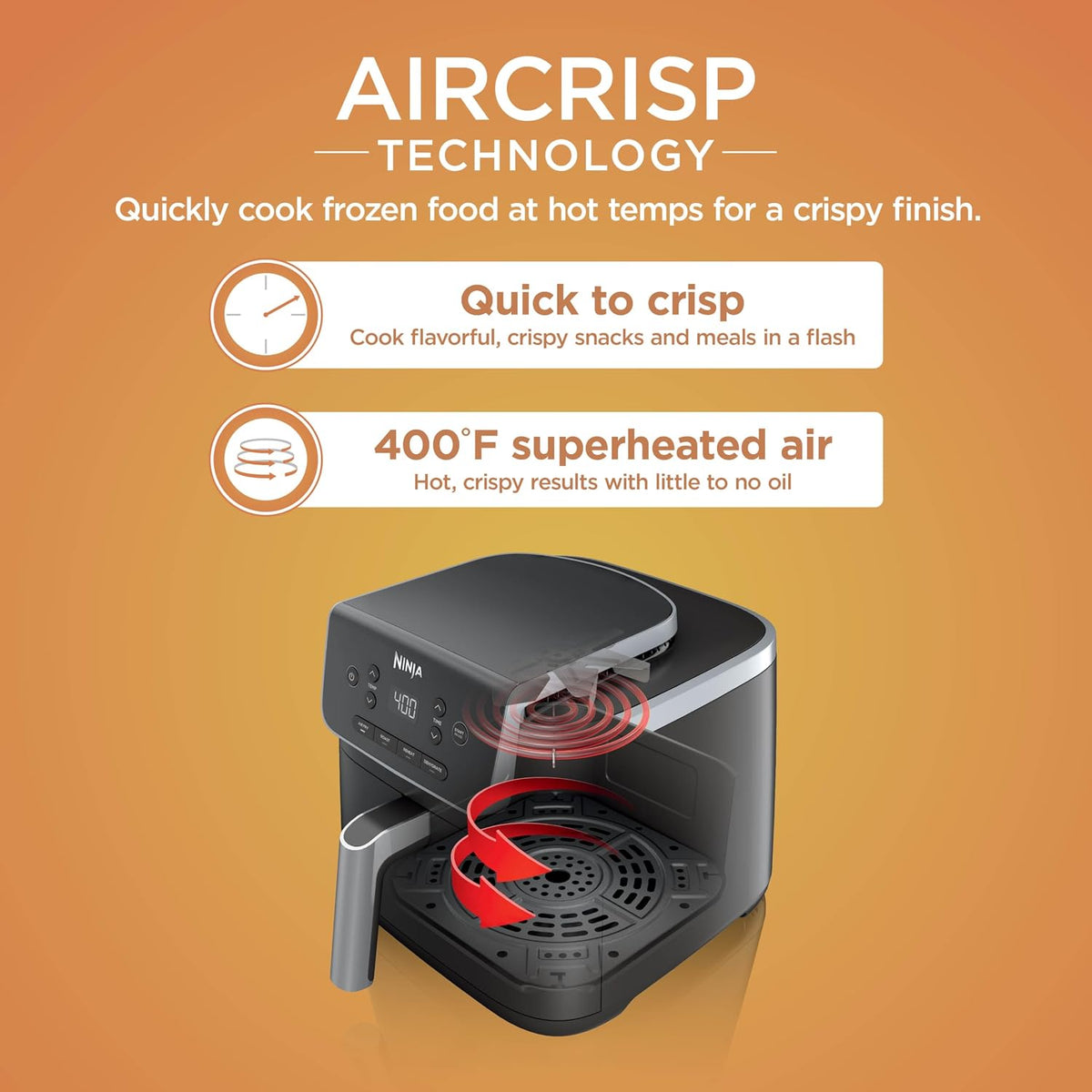Ninja Air Fryer Pro, 5 Qt, 4-in-1, Grey, AF141 | Air fry, roast, reheat, dehydrate, 1750W, 400F max, Fits 4 lbs fries, Nonstick basket, Dishwasher-safe
