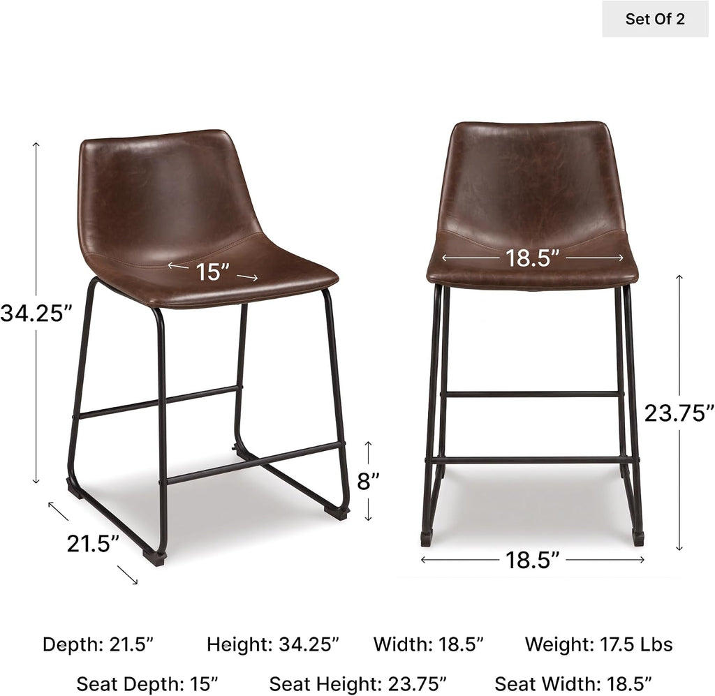 Signature Design by Ashley Counter Height Bar Stools, Set of 2, Brown