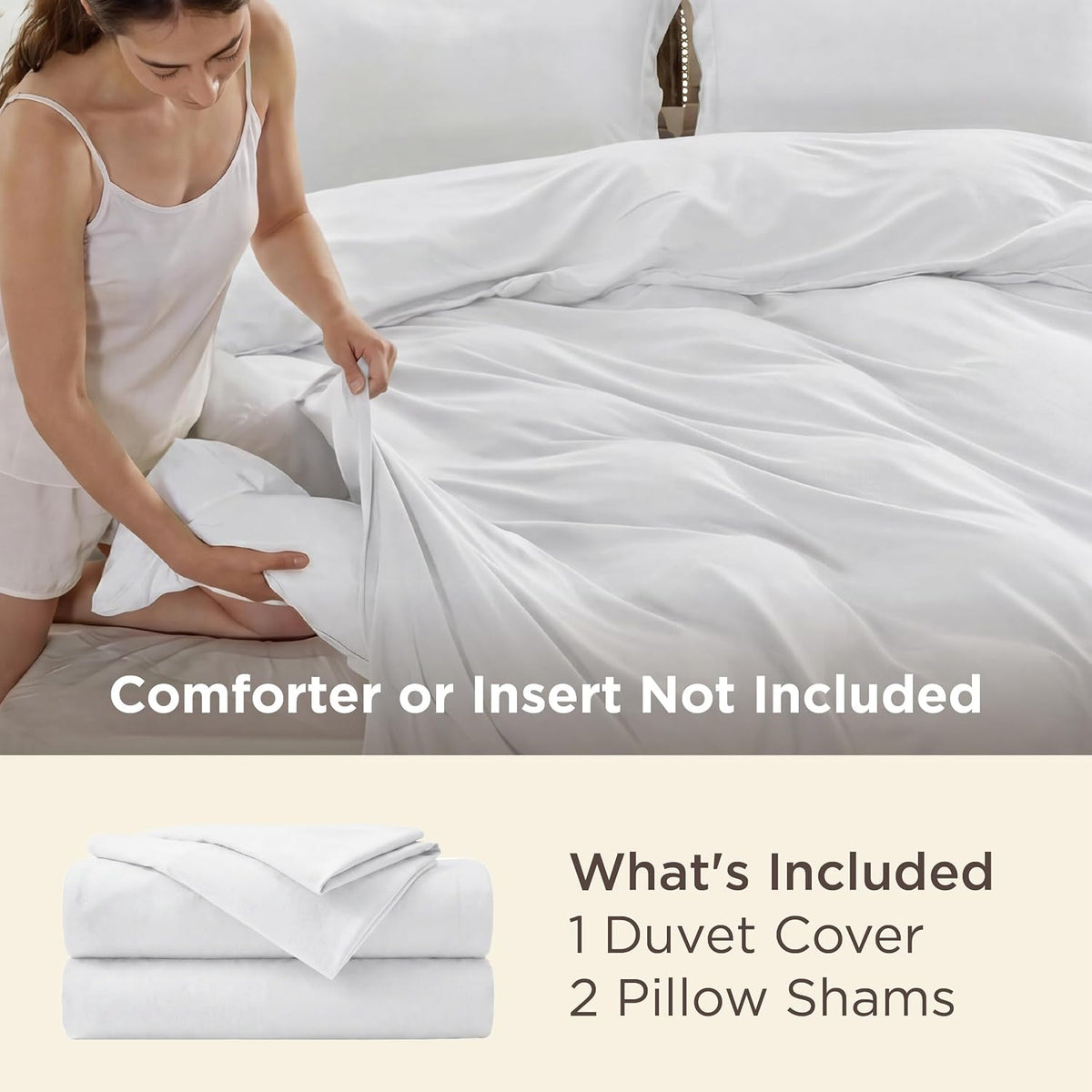 Bedsure Duvet Cover Queen Size, 3Pcs Soft Double Brushed Bedding Set, White