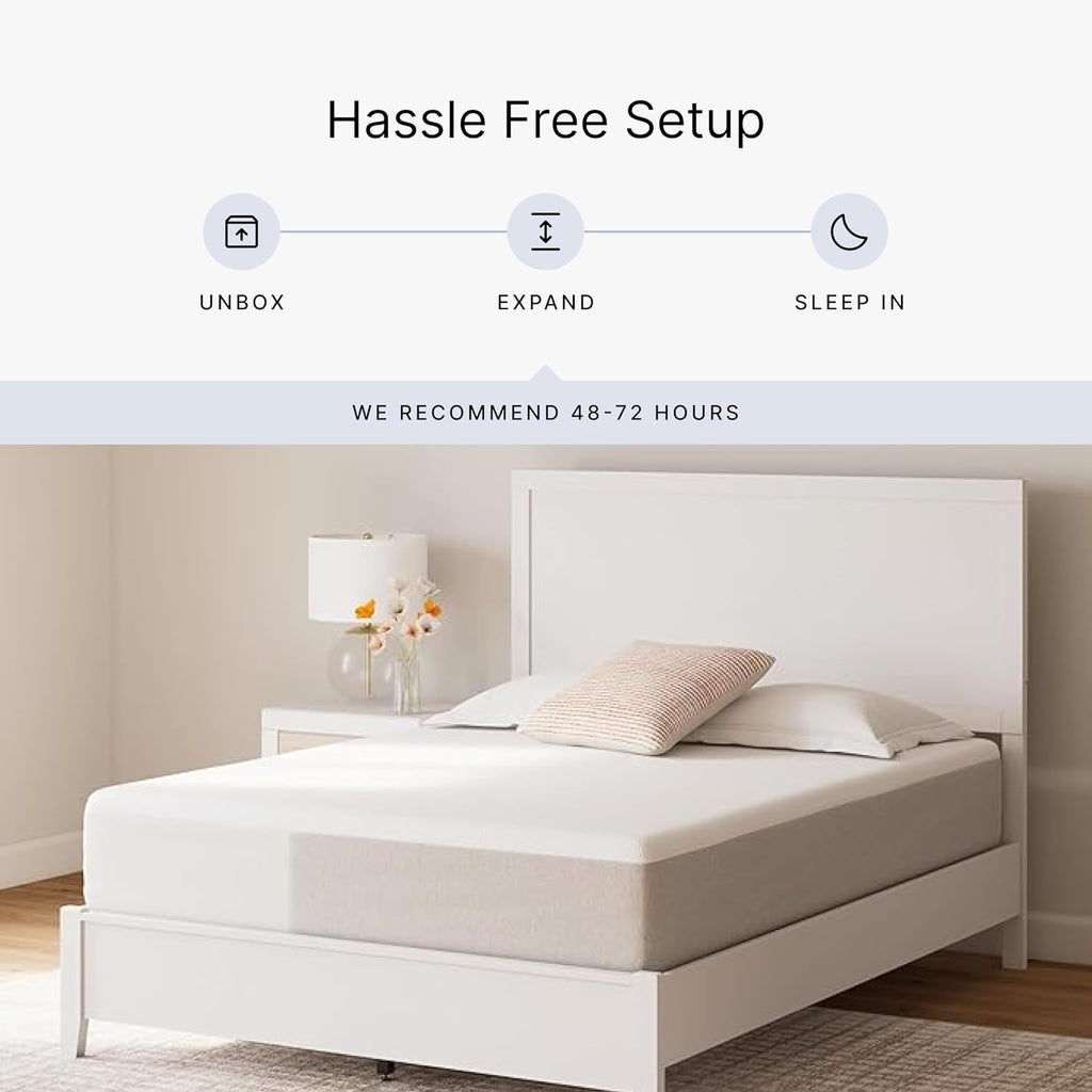 Signature Design by Ashley Chime Memory Foam Mattress, 12 Inch, Queen | Medium Firm comfort and firm support, Cooling knit cover over high-density gel foam, Compressed bed in a box setup