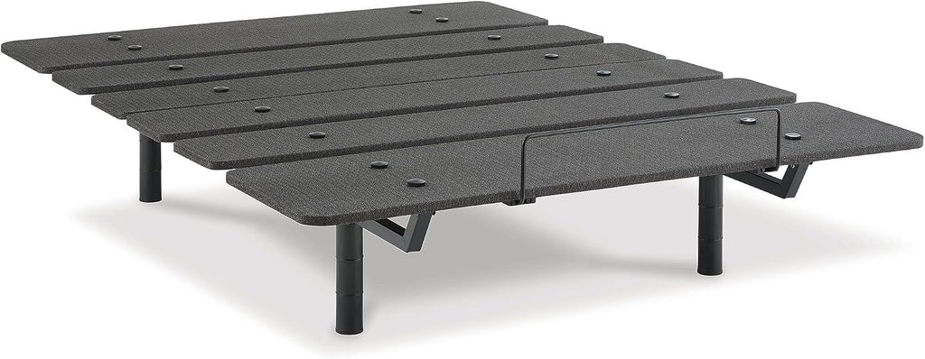 Signature Design by Ashley Cosmic Queen Adjustable Base Bed Frame | Powder coated metal construction, Memory foam and hybrid mattress compatible, Head and foot incline, 2 USB ports