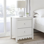 Signature Design by Ashley Bedside Table Nightstand, Scalloped, 2 Drawers | Engineered wood, Coastal farmhouse style, Scalloped edge, Youth bedroom use, Hallityn Series