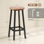 HOMCOM Bar Stools Tall Bar Chairs with Steel Frame Set of 2 Brown
