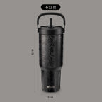 Ello Oasis Go+ 32oz Tumbler with Top Handle and Retracting Straw | Reusable Insulated Stainless Steel Cup, 100% Leakproof Water Bottle, 24 Hours Cold, Cup Holder Friendly For Travel | Black Lace
