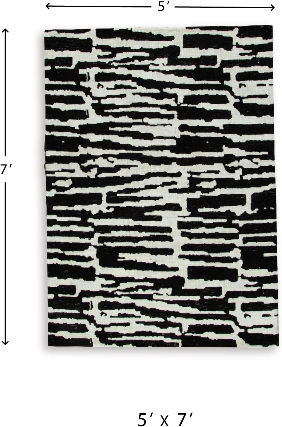 Signature Design by Ashley Bramshaw Area Rug, 5x7, Black and White | Soft 9 mm pile for underfoot comfort, High-contrast abstract pattern, Durable machine-woven polyester