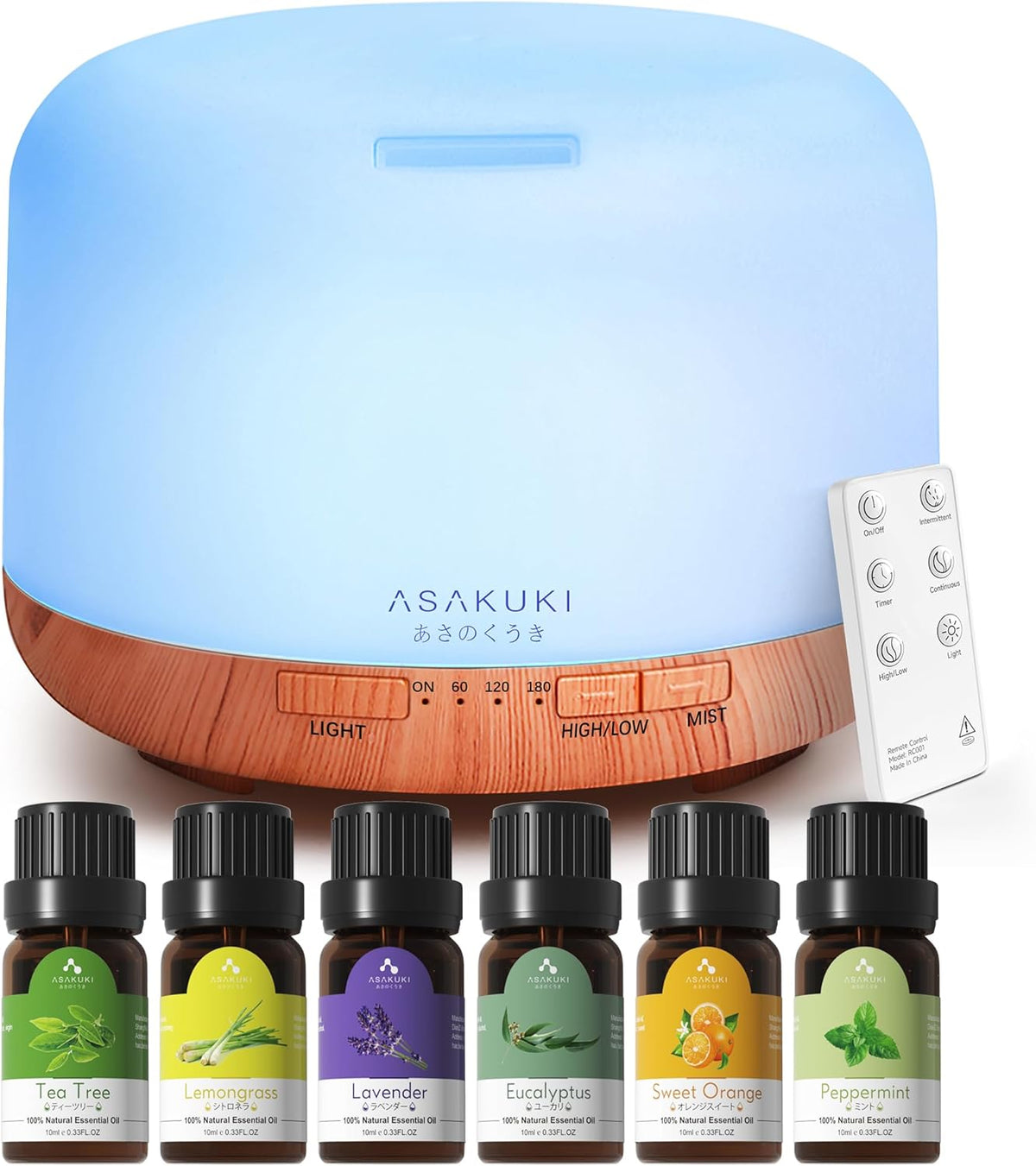 ASAKUKI Essential Oil Diffuser for Home, 500ML Aromatherapy Humidifier