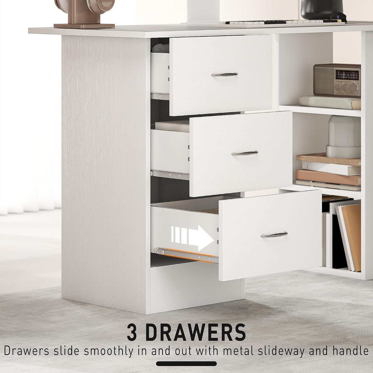 HOMCOM Computer Desk w/Drawers 120 x 49 x 72 cm White